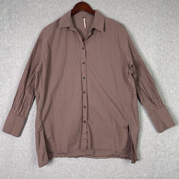 Free People Lakehouse Oversize Shirt In Pink Size XS - Picture 2 of 9